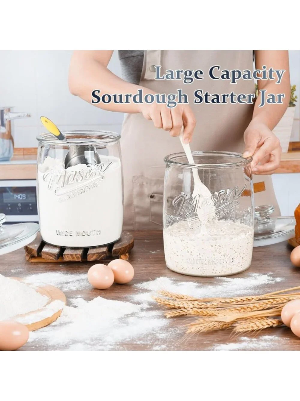 Set of 2 Airtight 1 Gallon Glass Cookie Jars - Perfect for Storage
